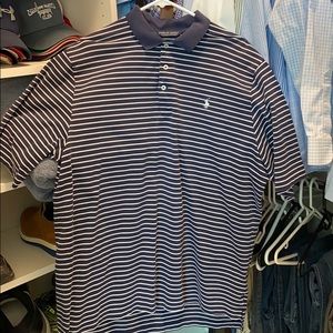 Blue & white striped polo golf